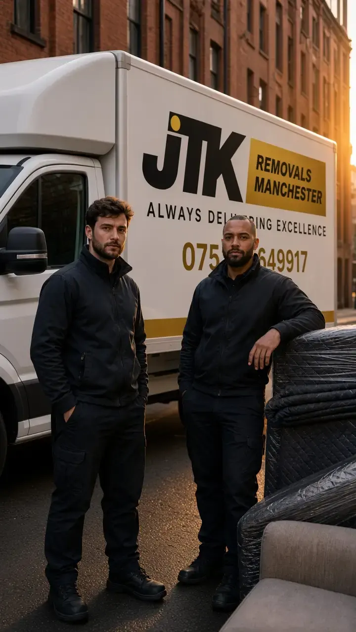 JTK Removals Manchester two-man team with a branded van